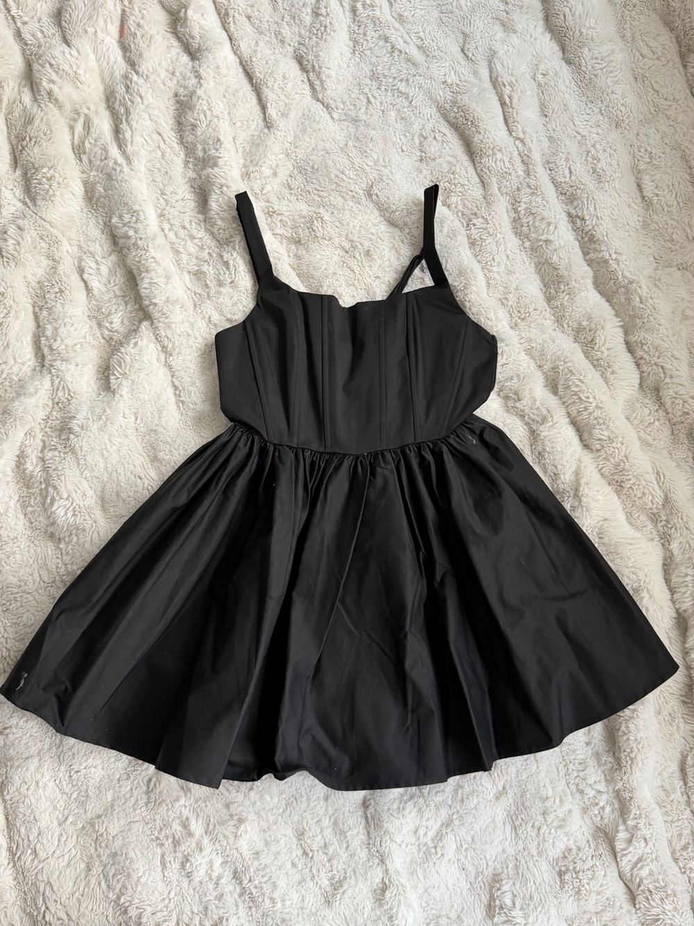 Finesse Black Spaghetti-Strap Fit & Flare Party Mini Dress